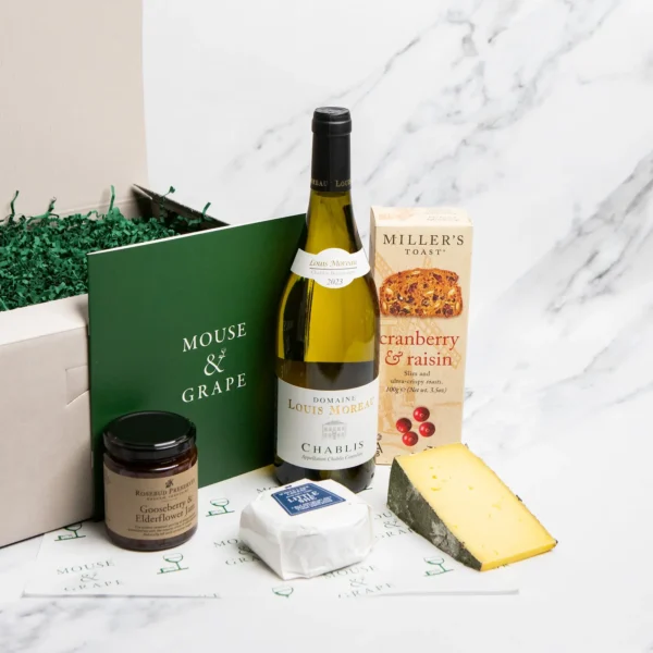 white wine and cheese hamper